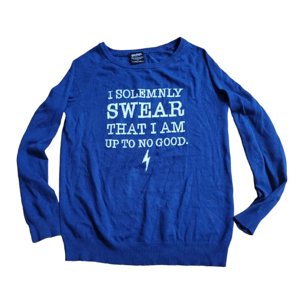 Harry Potter Sweater I Solemnly Swear That I Am Up To No Good Size Large Blue